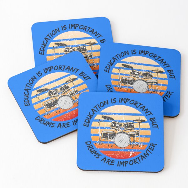 Item preview, Education Is Important But Drums Are Importanter Grunge Retro Sunset Drum Set In Blue designed and sold by LuckyKermit.