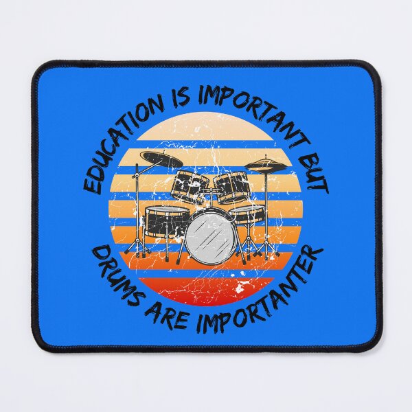 Item preview, Education Is Important But Drums Are Importanter Grunge Retro Sunset Drum Set In Blue designed and sold by LuckyKermit.