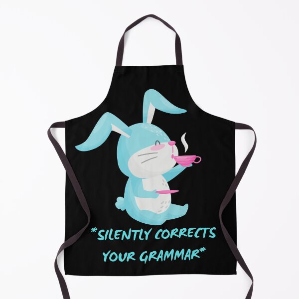 Item preview, Silently Corrects Your Grammar Funny Grammar Police Bunny Drinking Tea In Black designed and sold by LuckyKermit.