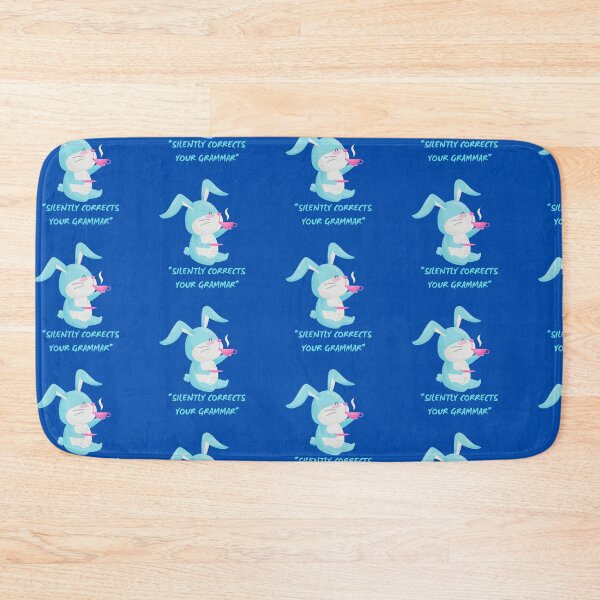 Item preview, Silently Corrects Your Grammar Funny Grammar Police Bunny Drinking Tea In Blue designed and sold by LuckyKermit.