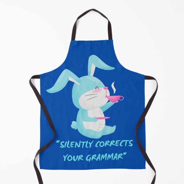 Item preview, Silently Corrects Your Grammar Funny Grammar Police Bunny Drinking Tea In Blue designed and sold by LuckyKermit.