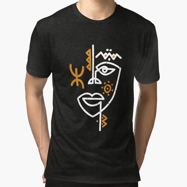 VISAGE Z IMAZIGHEN AVEC DES MOTIFS BERBERE TIFINAGH T-shirt chiné