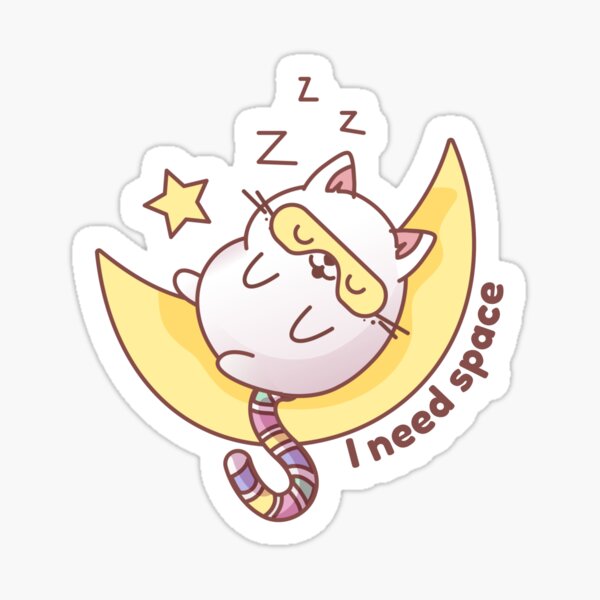 I Need Space | Smoo the cat | mental health journal and planner stickers Sticker