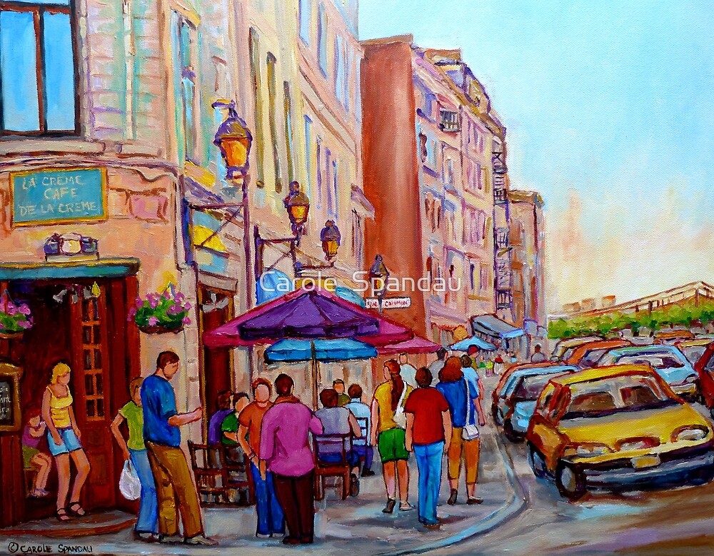 "OUTDOOR RESTAURANTS OLD MONTREAL PAINTINGS OF CANADIAN CITIES BY