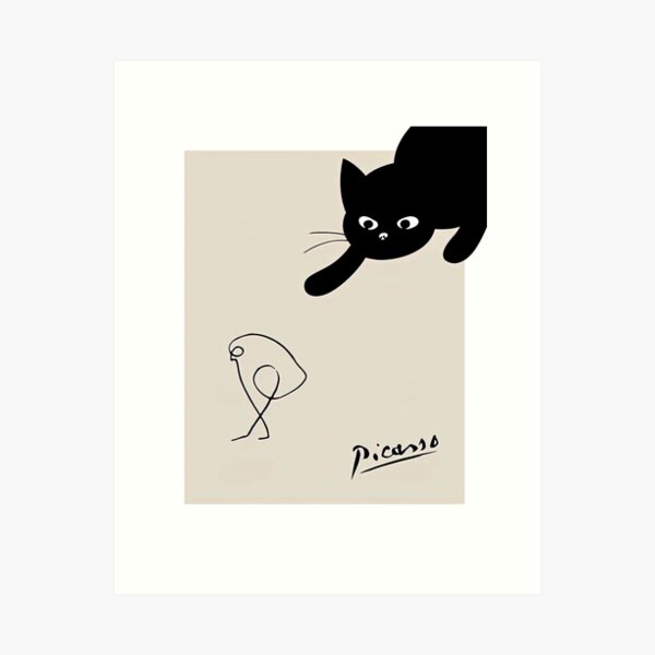 Artikel-Vorschau von Schwarze Katze mit Vogel Pablo Picásso - Pablo Picásso Art - Cute Cat Lover With Bird Poster Gift, designt und verkauft von PaulaSpringArt.