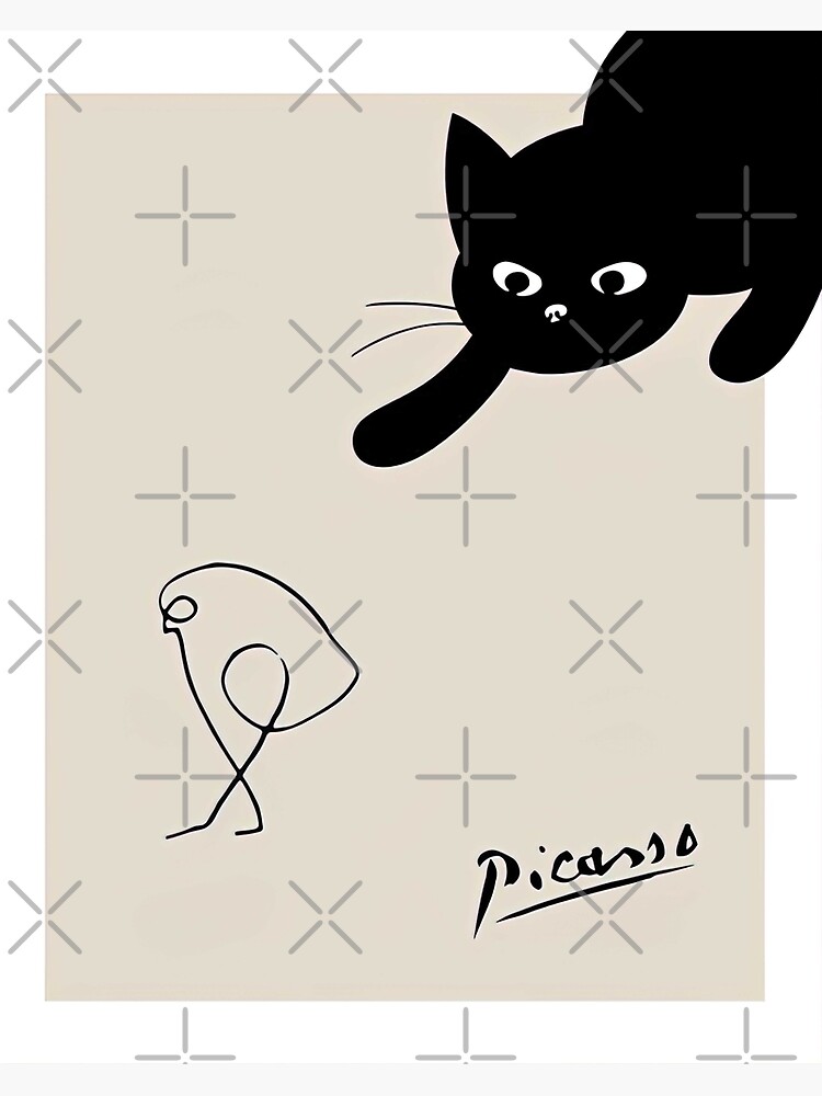 Thumbnail 7 of 7, Framed Art Print, Black Cat With Bird Pablo Picásso - Pablo Picásso Art - Cute Cat Lover With Bird Poster Gift designed and sold by PaulaSpringArt.
