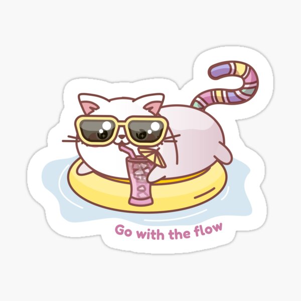Go with the flow | Smoo the cat | mental health journal and planner stickers Sticker