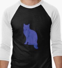 Watercolor Floral and Cat Men's Baseball ¾ T-Shirt
