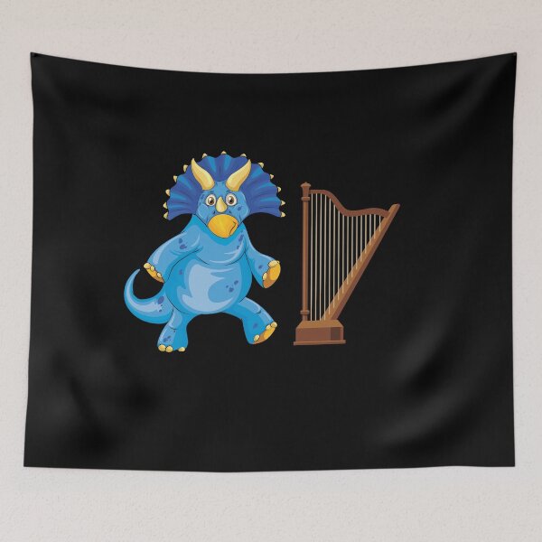 Item preview, Dinosaur Playing Harp ,Funny Good Dinosaur Harp Lovers Blue Design designed and sold by pedrored369.