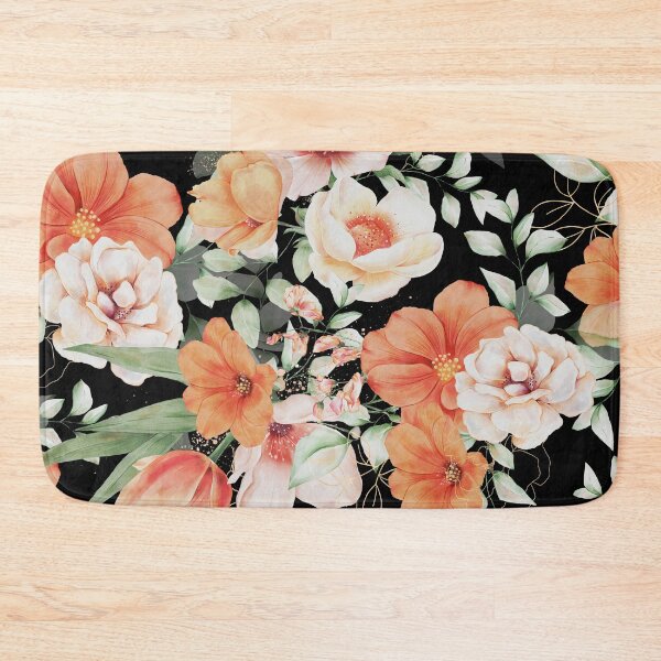 Artikelvorschau, Peach Florals on Black entworfen und verkauft von meggydesigns.