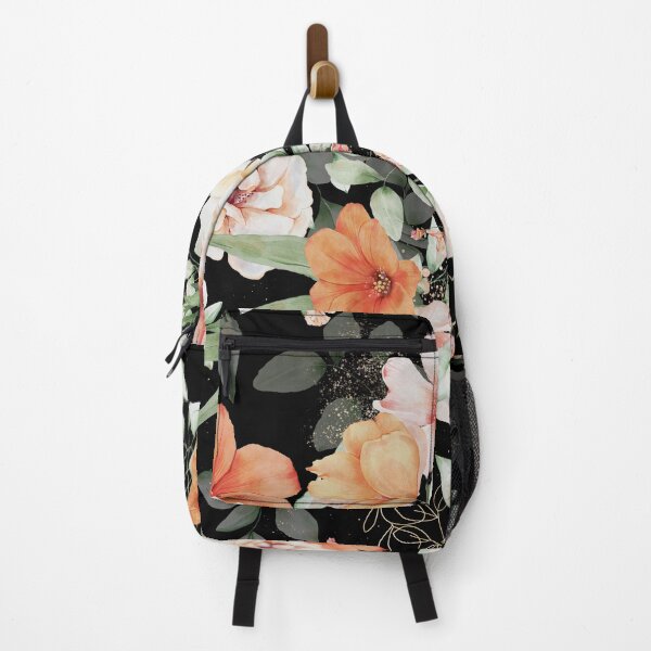 Artikelvorschau, Peach Florals on Black entworfen und verkauft von meggydesigns.