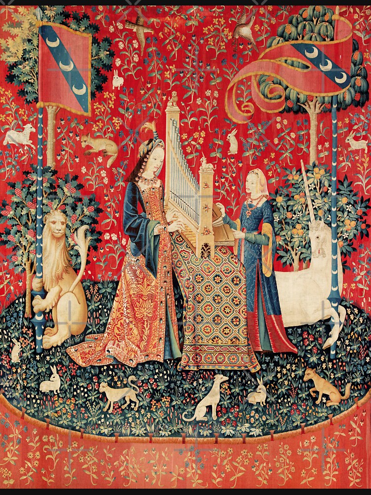 UNICORN AND LADY PLAYING ORGAN WITH ANIMALS , Hearing by BulganLumini