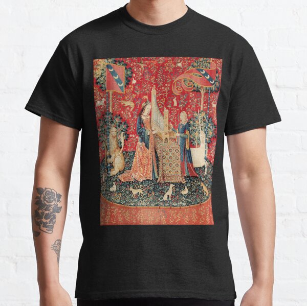 UNICORN AND LADY PLAYING ORGAN WITH ANIMALS , Hearing Classic T-Shirt