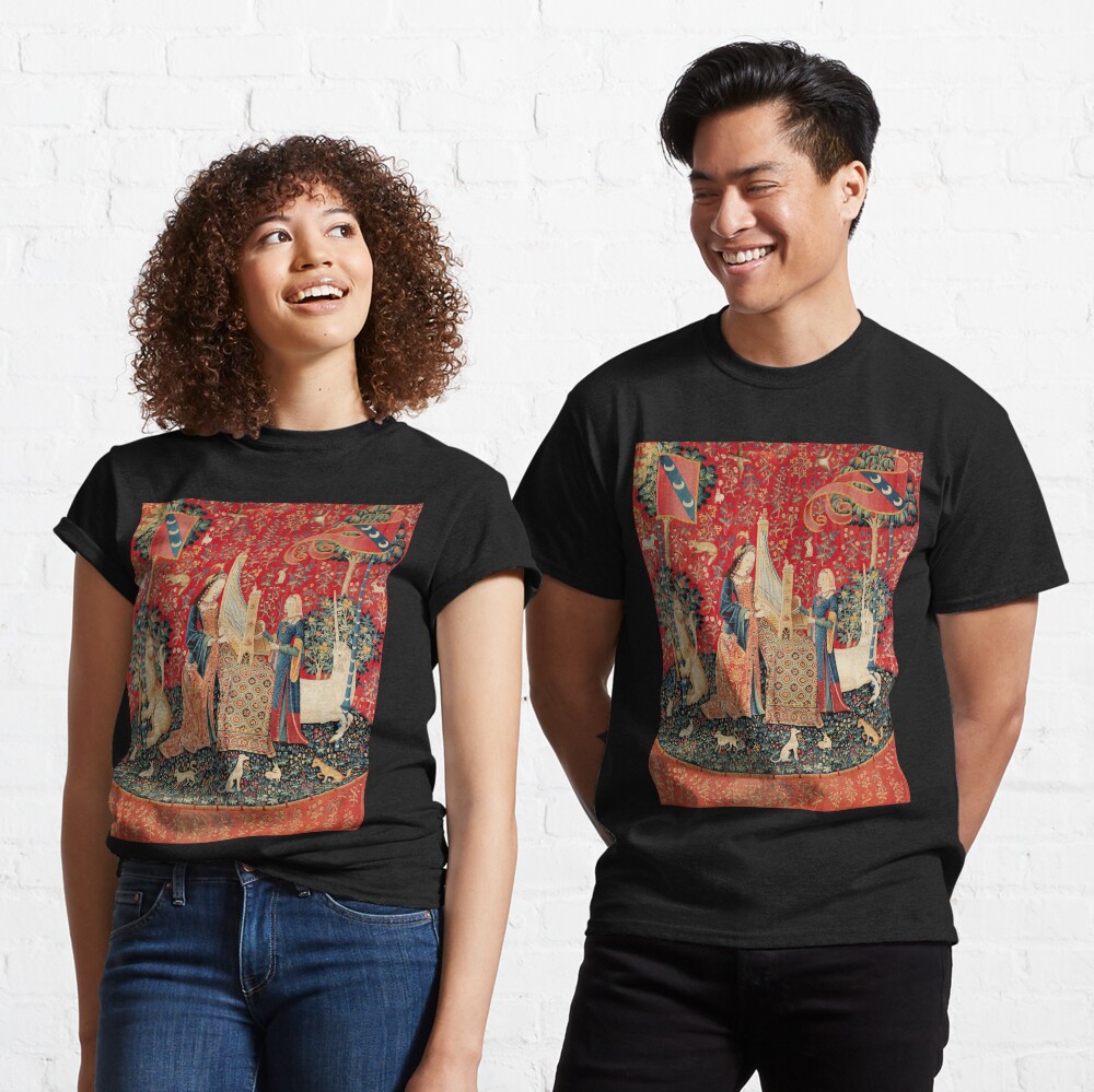 UNICORN AND LADY PLAYING ORGAN WITH ANIMALS , Hearing Classic T-Shirt