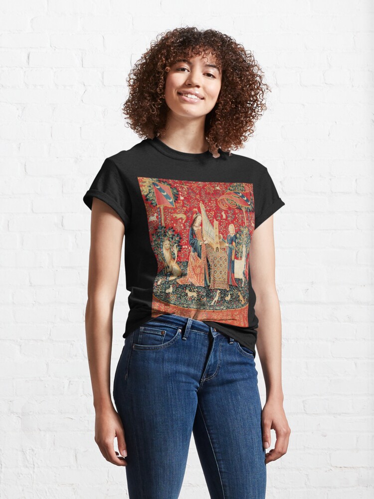 Alternate view of UNICORN AND LADY PLAYING ORGAN WITH ANIMALS , Hearing Classic T-Shirt