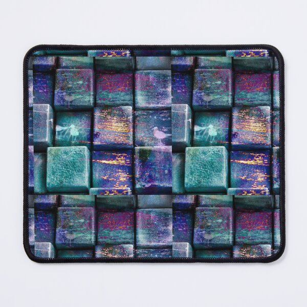 Item preview, purple blue green sparkle squares pattern and white bird designed and sold by Tshirtk.