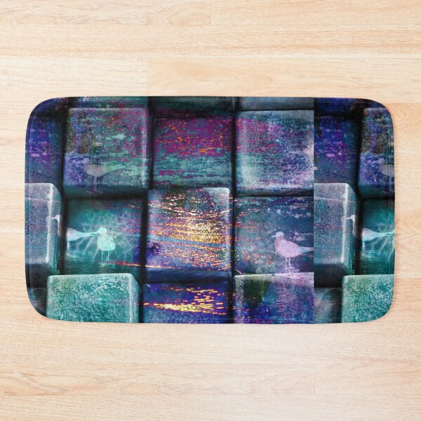 Item preview, purple blue green sparkle squares pattern and white bird designed and sold by Tshirtk.