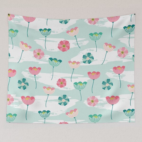 Item preview, Blue spring floral pattern designed and sold by Terelaska.