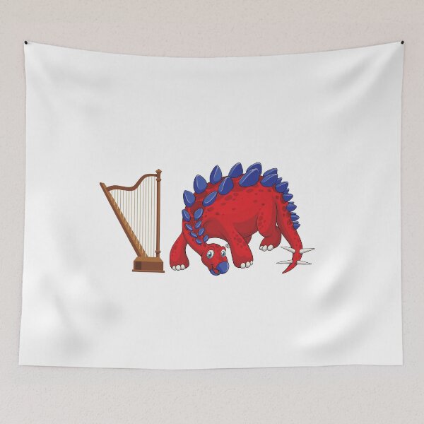 Item preview, Dinosaur Playing Harp ,Funny Good Dinosaur Harp Lovers Cool Red Blue Design designed and sold by pedrored369.