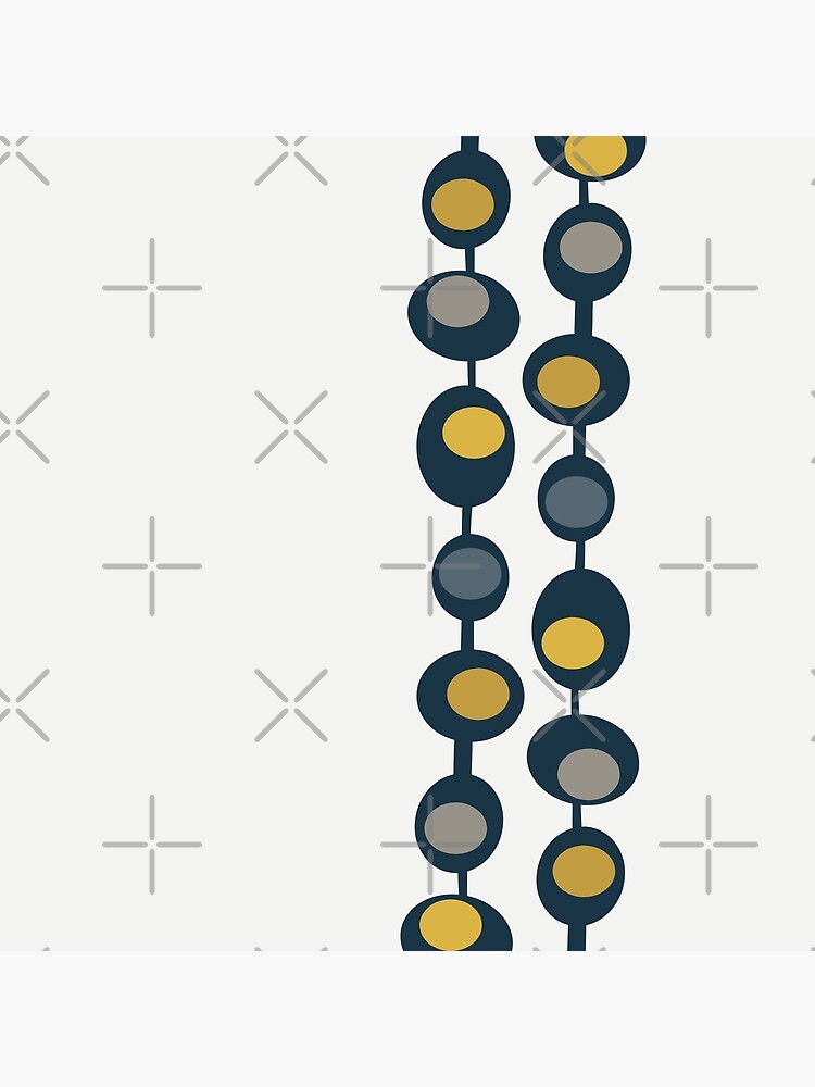 "Retro Mid Century Baubles in Navy Blue, Grey and Mustard Yellow" Throw