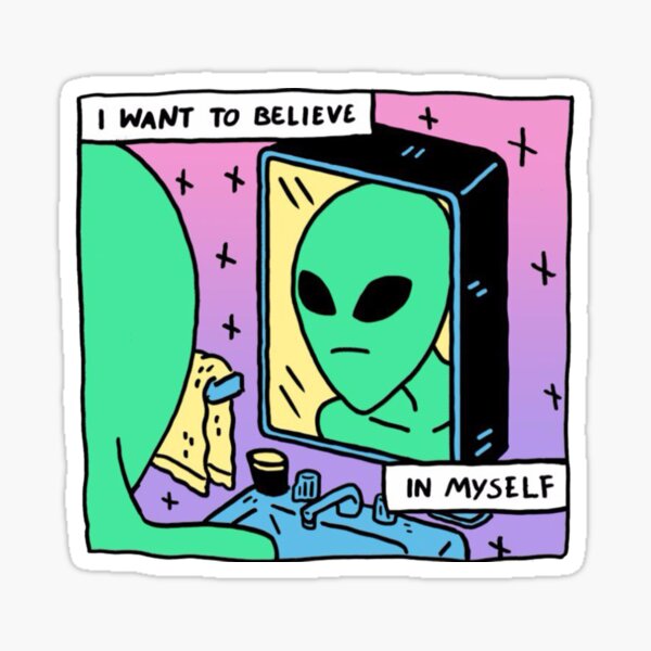Unconfident Alien Sticker