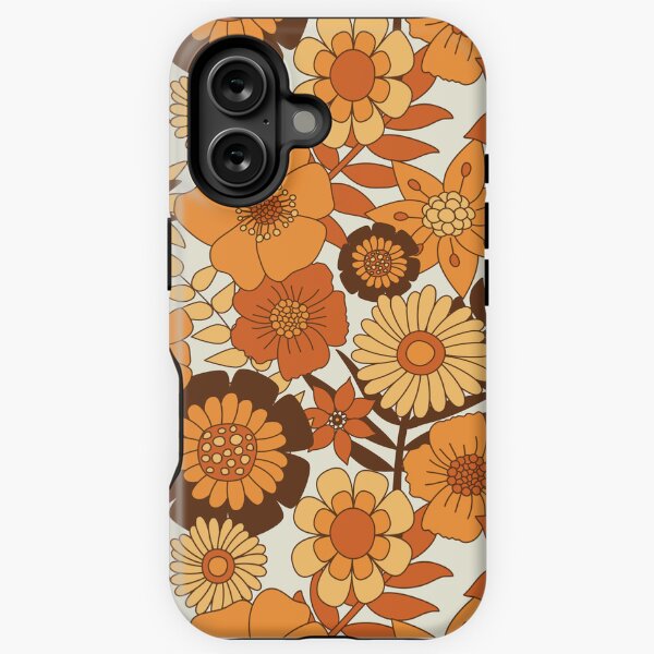 Item preview, Seventies Flower Power Heather - Brown Orange designed and sold by Happy  People Prints.