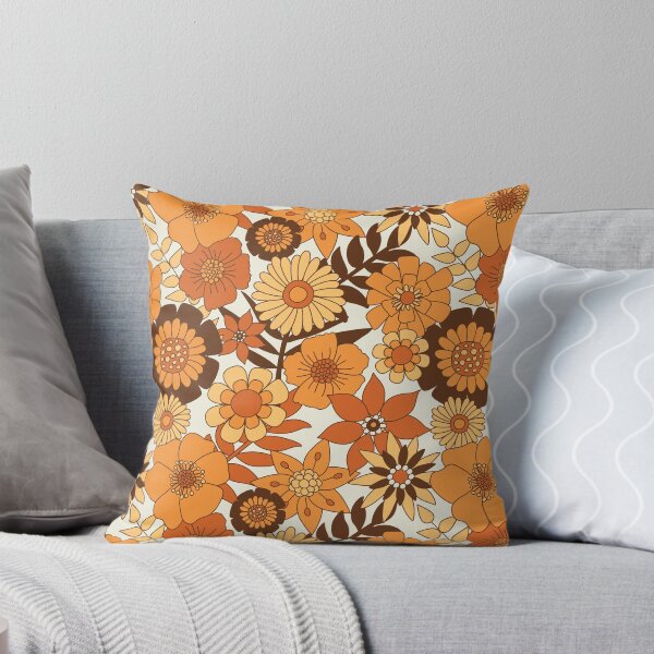 Item preview, Seventies Flower Power Heather - Brown Orange designed and sold by Happy  People Prints.