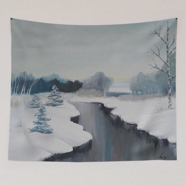 Item preview, Icy River - amazing original winter landscape by Luna Smith designed and sold by Luna-Smith.