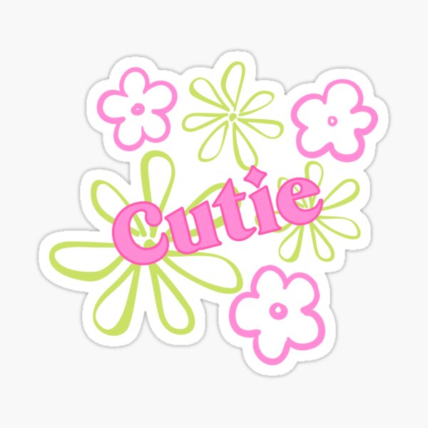Floral Cutie Pink and Green Sticker