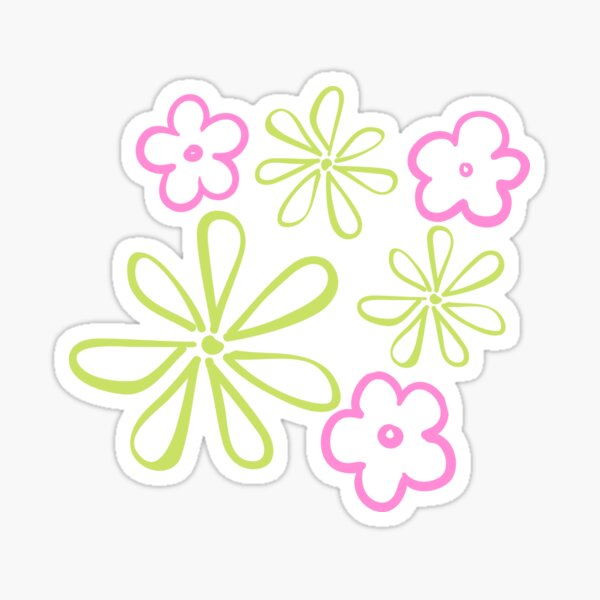 Pink and Green Floral Sticker