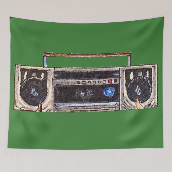 Item preview, Boombox doodle, radio, 1980s stereo, cassette tape player, speakers, music, cd player,          designed and sold by Nostrathomas66.