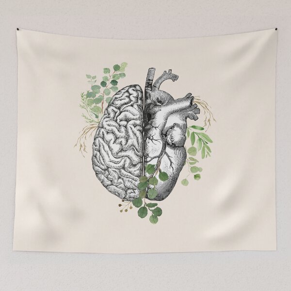 Item preview, Right balance between brain and heart, leaves eucalyptus, mental health designed and sold by Collagedream.