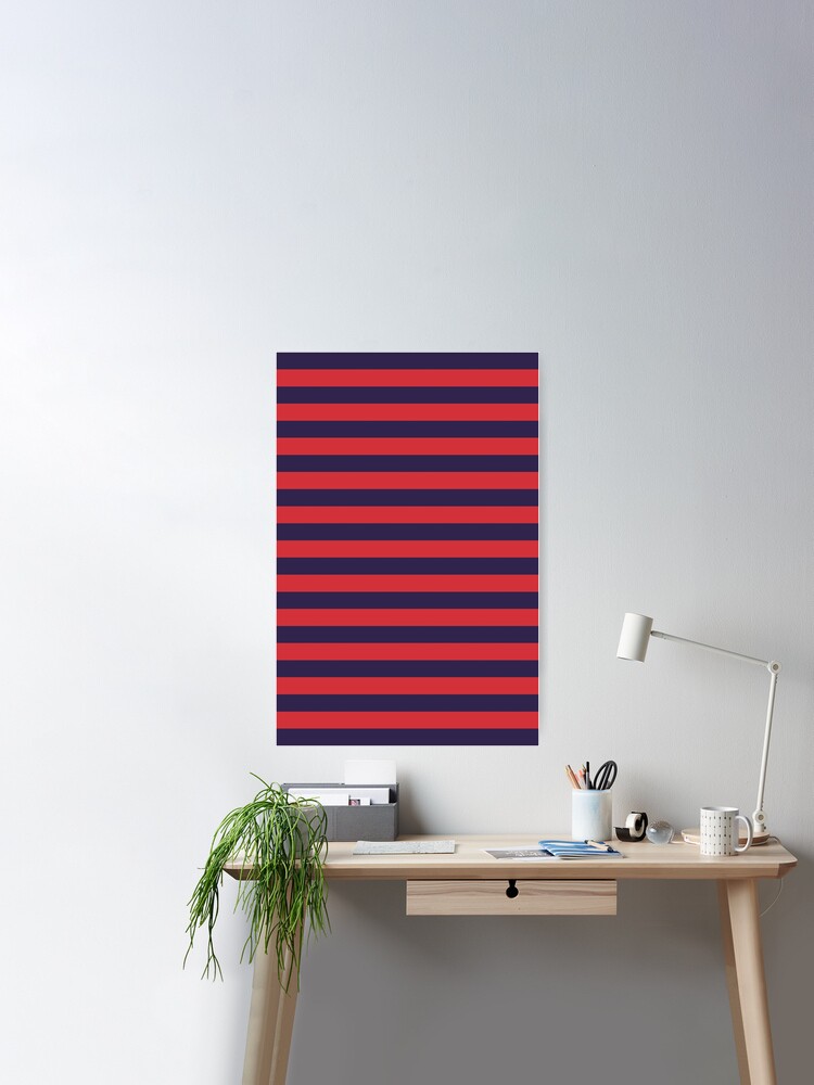 Small NAVY BLUE and RED Horizontal STRIPES Poster for Sale by