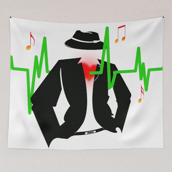 Item preview, Heartbeat of a man wearing a black hat designed and sold by Bigrow.