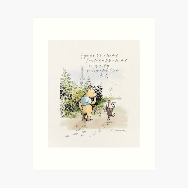 Pooh and a very happy Piglet. Art Print