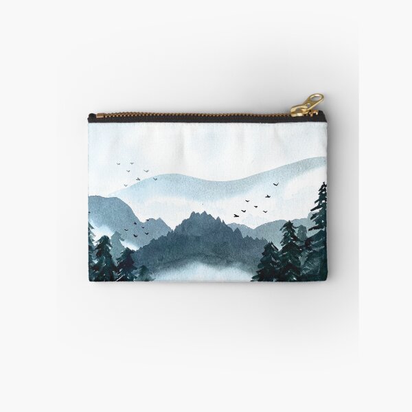 Item preview, Blue Misty Mountain Landscape Horizontal Watercolor designed and sold by Iro-by-Mona.