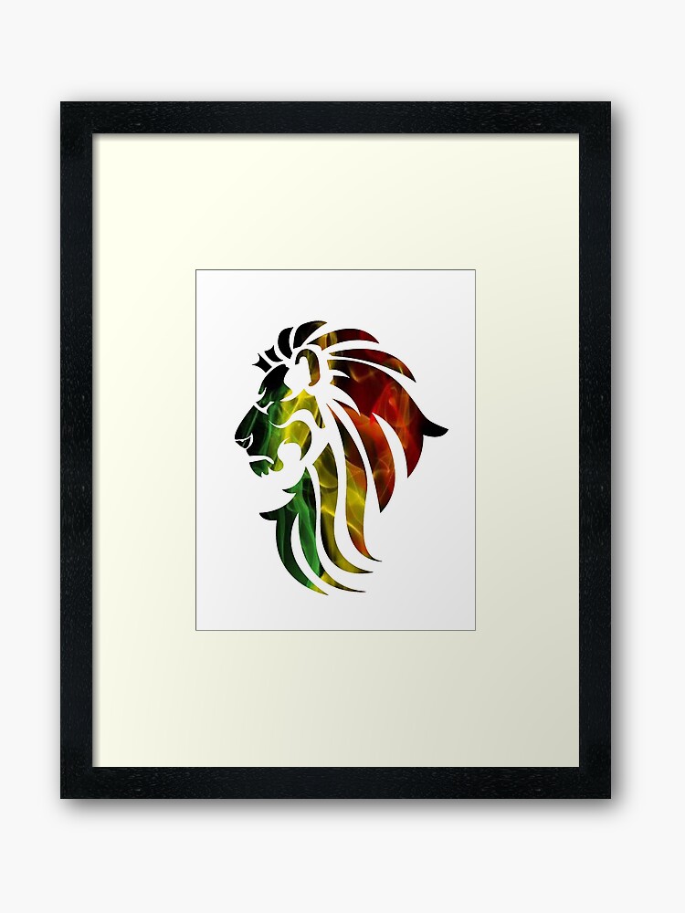 Lion Rasta Rastafarian Un Amour Pot Pothead Tête De Pot Jaune Vert Rouge Noir Bob Marley Impression Encadrée