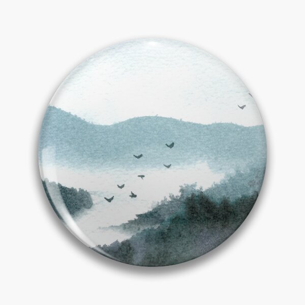 Item preview, Blue Misty Mountain Landscape Painting Watercolor  designed and sold by Iro-by-Mona.