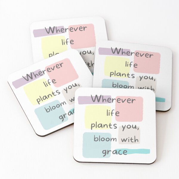 Item preview, Whatever life plants you bloom with grace , inspirational life quote written in pastel shade color palette background (color palate)  designed and sold by Sanaura.