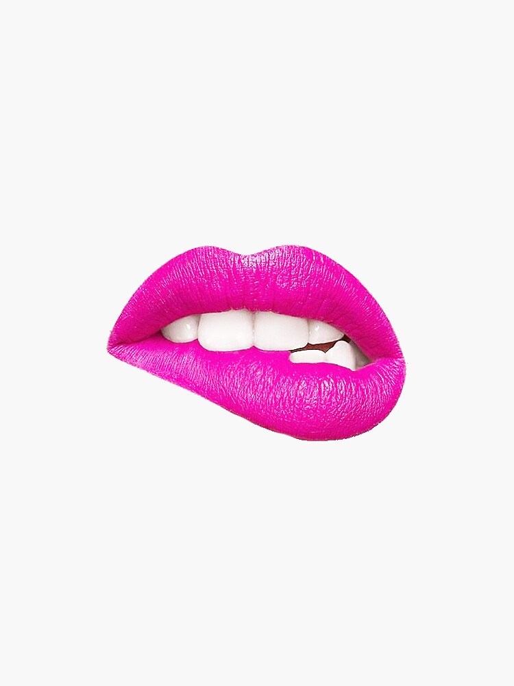 Hot Pink Lips Sticker By Thewildepeach Redbubble