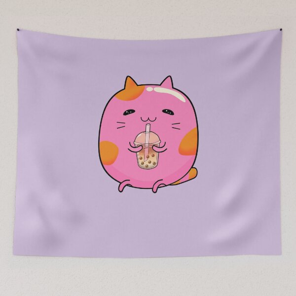 Item preview, Cat drinking boba milk kawaii designed and sold by lazarosdesign.