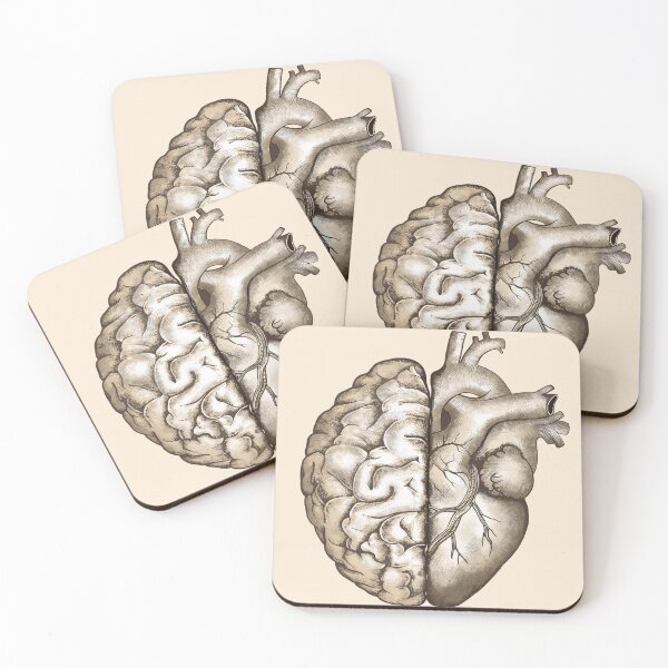 Item preview, Right balance between head and brain or heart and feeling, human heart and brain designed and sold by Collagedream.