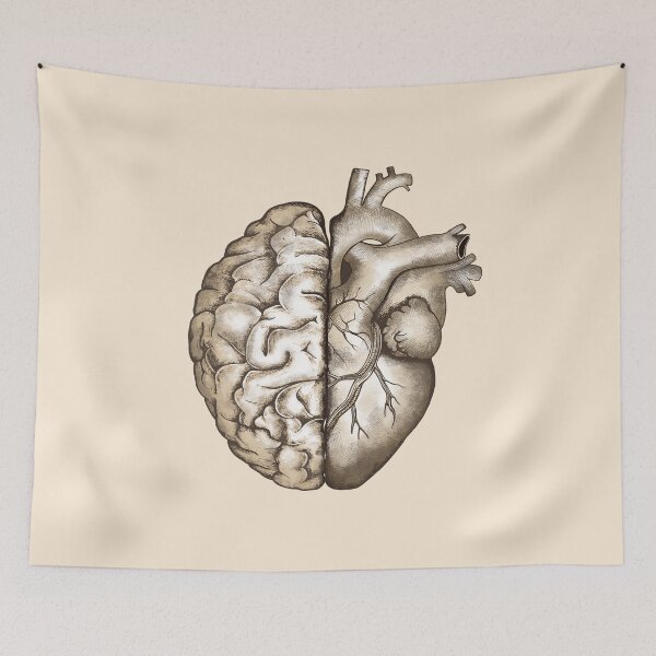 Item preview, Right balance between head and brain or heart and feeling, human heart and brain designed and sold by Collagedream.