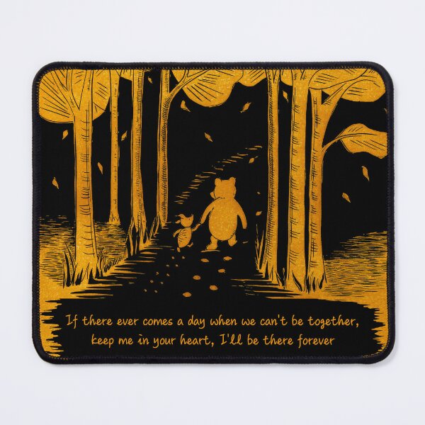 Item preview, "If there ever comes a day when we can't be together" Winnie the Pooh and Piglet linocut Black and Gold designed and sold by Maddy Bennett.