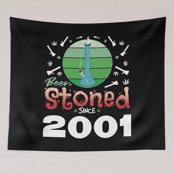Item preview, Been stoned since 2001 (Green retro vintage sunset with bong) designed and sold by YomeHayin.