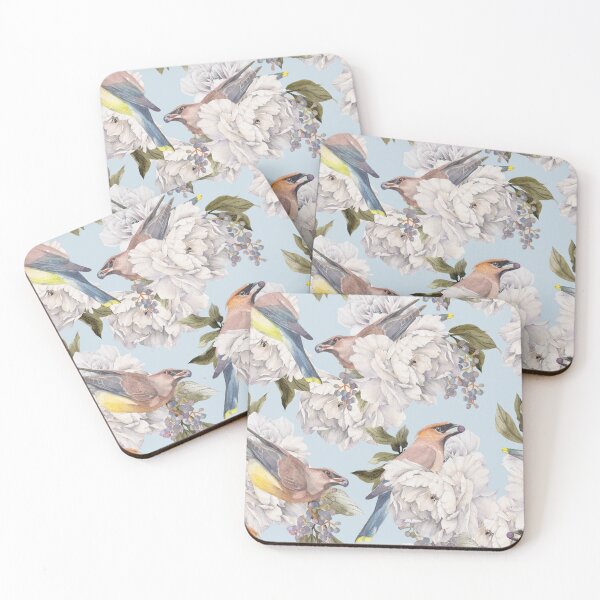 Item preview, Cedar Waxing and Berries Pattern in Blue designed and sold by The Willow Of  Rain City.