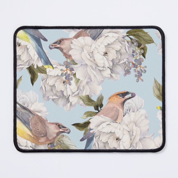 Item preview, Cedar Waxing and Berries Pattern in Blue designed and sold by The Willow Of Rain City.