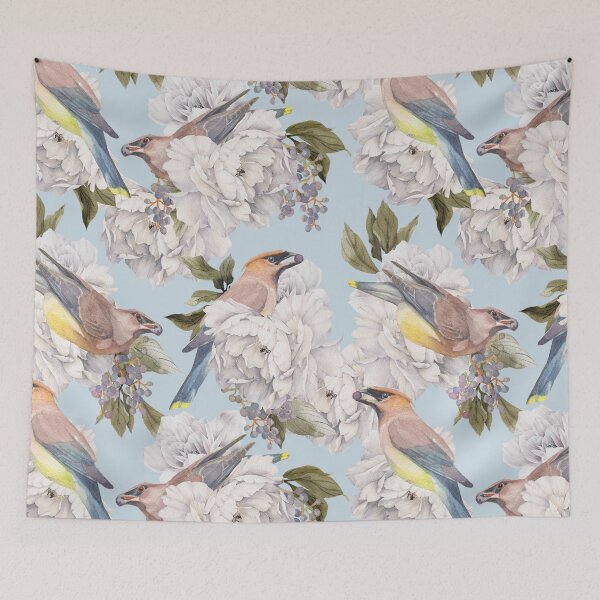 Item preview, Cedar Waxing and Berries Pattern in Blue designed and sold by The Willow Of  Rain City.