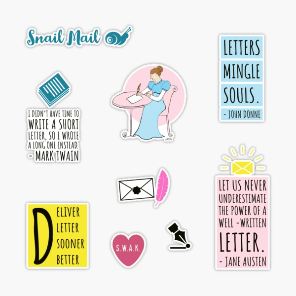 Snail Mail Hand Illustrated Letter Writing Penpal Quotes Sticker for Sale  by MaryKunzGoldman