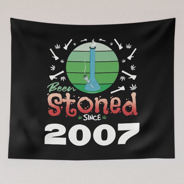 Item preview, Been stoned since 2007 (Green retro vintage sunset with bong) designed and sold by YomeHayin.